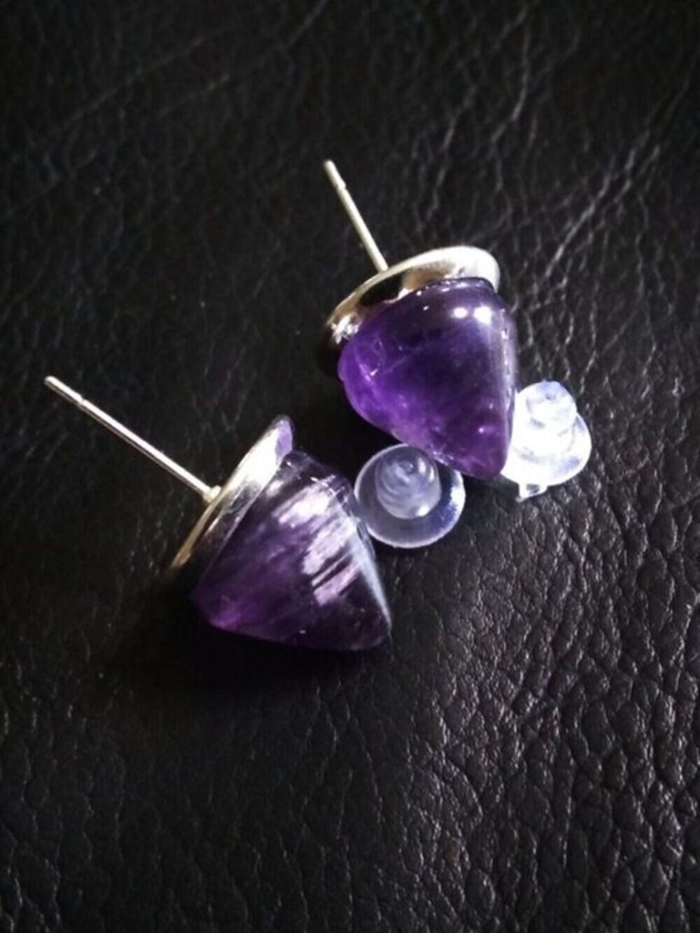 Dark Purple Amethyst Cone Studs #6 ~ Edgy BadA$$ & Sexy! - Picture 9 of 13